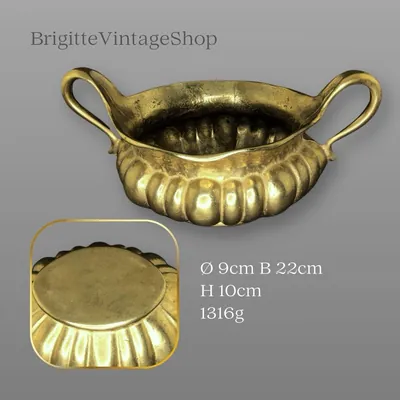 Messing Jardiniere Cachepot mit Bronze Henkeln, Jugendstil