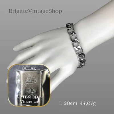 800 Silber Flachpanzerarmband, chunky Silberarmkette Vintage Unisex