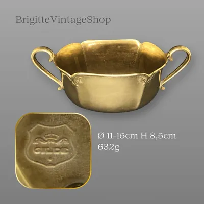 Messing Jardiniere Cachepot Henkelschale, Jugendstildesign, Gilde Handwerk