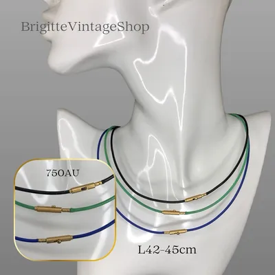 Wechselhalsreif Silikonschnur mit Goldverschluss 18K, Bunz Design