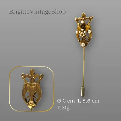 Florenza Anstecknadel Jabot Pin mit Perlen, Designer Modeschmuck Antikstil