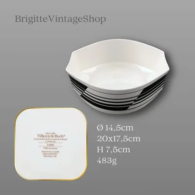 Villeroy & Boch Linea Mehrzweckschüssel, Vitro Porzellan, Art-Déco-Stil, Modern Art Design, Ø 14,5 cm