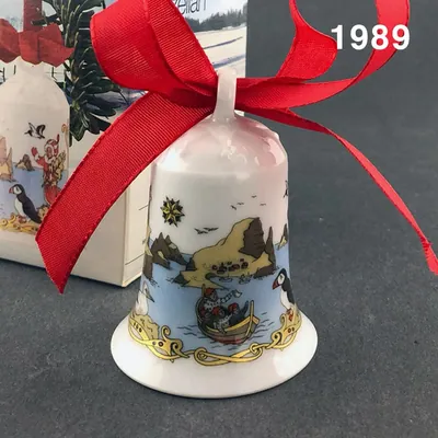 Hutschenreuther Weihnachtsglocke 1989 Vogelfelsen, Ole Winther, limitiert