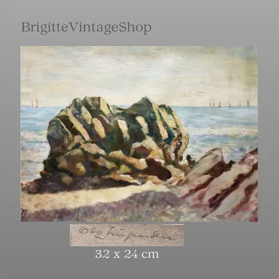 Ölgemälde Otto Jürgensen, Felsen im Meer, Realismus