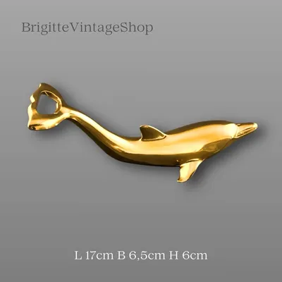 BMF Flaschenöffner Delphin, Edelstahl 24K vergoldet