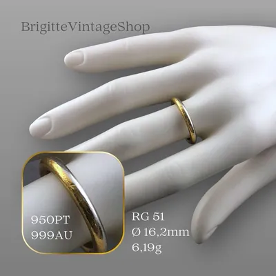 950 Platin und 999 Gold Bandring, Goldschmiedearbeit, Ehering