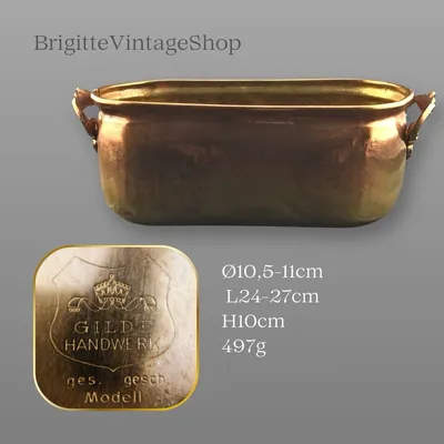 Messing Kupfer Cachepot Ø 10,5–11 cm, Jardiniere, Gilde Handwerk