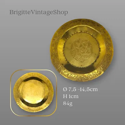 Messing Dekorteller Ø 14,5 cm, orientalisches Kunsthandwerk, traditionelle Gravur