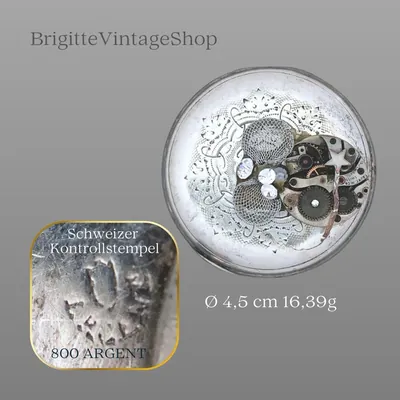 Brosche aus Uhrwerk und antikem Uhrendeckel, Upcycling Künstlerschmuck