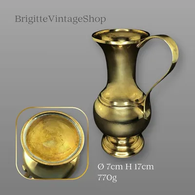 Messing Henkelvase, Kanne in Balusterform, Biedermeierstil