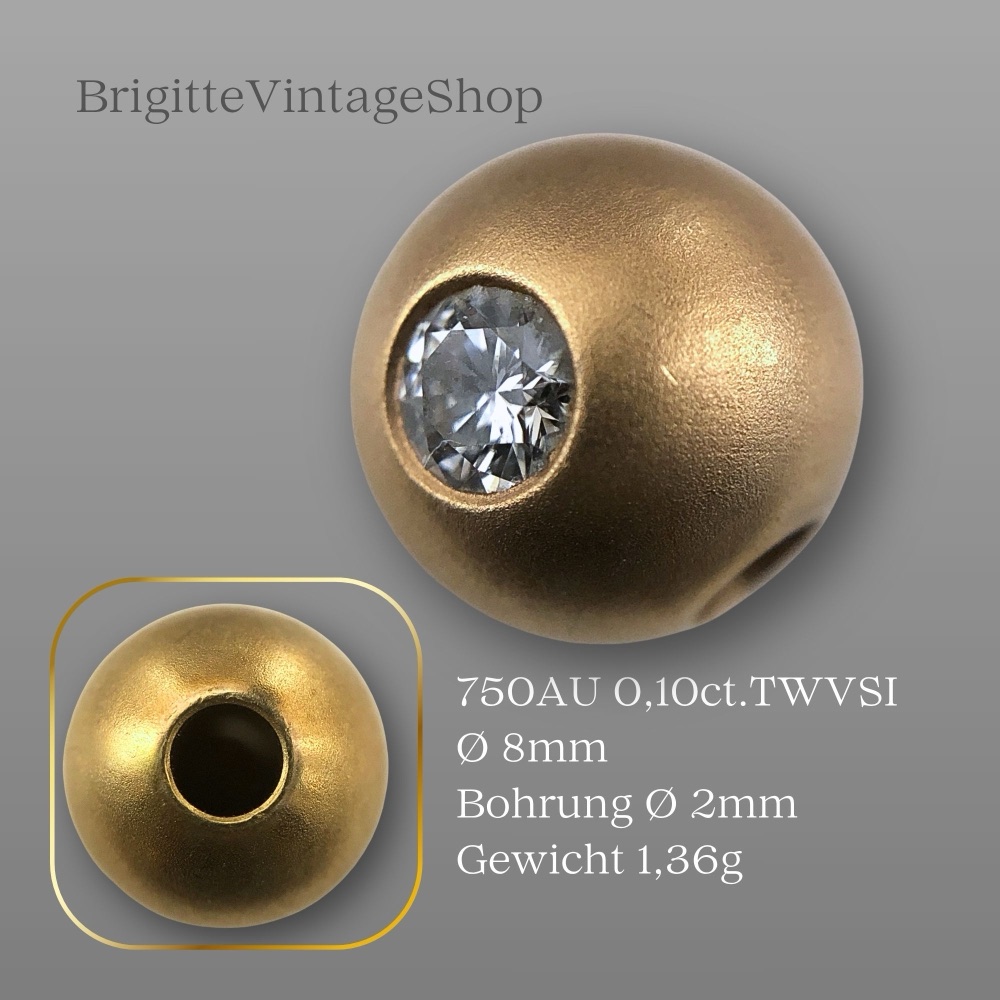 Gold bead with diamond